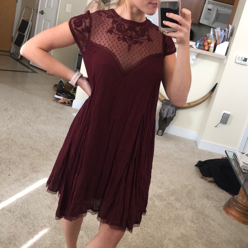 Urban outfitters Burgundy mesh lace dress